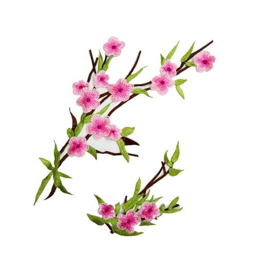 2 x bestickte Blumen-Applikation zum Aufnähen auf Kleidung, Reparatur, Jeans, Jacken, Röcke, Hochzeitskleider, Dekoration von YCHUCH
