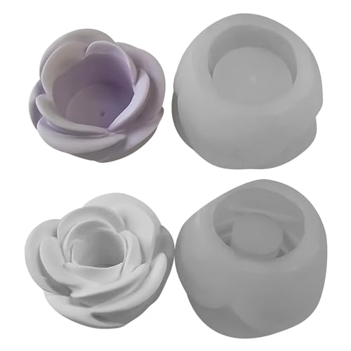 YCHUCH 3D-Silikonform für Kerzenhalter, Rosenblüten, Kerzenhalter, Epoxidharz, Gießform für Zuhause von YCHUCH