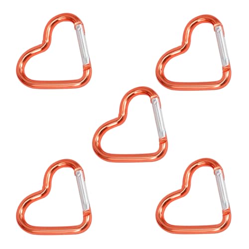 YCHUCH 5 x herzförmige Federschnallen, Aluminiumlegierung, Schlüsselanhänger, Schlüsselanhänger, Taschenclip von YCHUCH