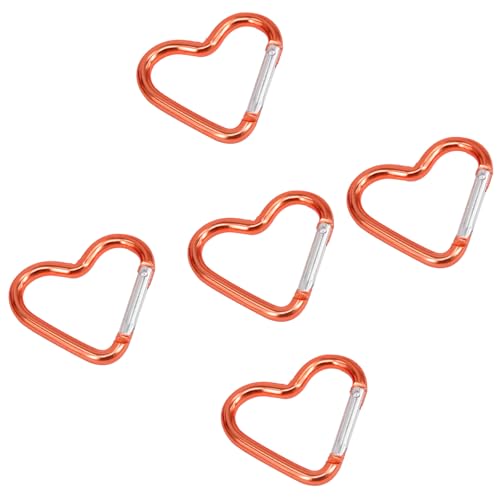 YCHUCH 5 x herzförmige Federschnallen, Aluminiumlegierung, Schlüsselanhänger, Schlüsselanhänger, Taschenclip von YCHUCH