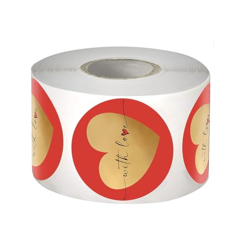 YCHUCH 500 Stück Valentinstags-Herz-Aufkleber, 38 mm, selbstklebende Verpackungsetiketten für Hochzeitstag, Valentinstag YCHUCH 500 Stück Valentinstags-Herz-Aufkleber, 38 mm, selbstklebende Verpackungsetiketten für Hochzeitstag, Valentinstag von YCHUCH