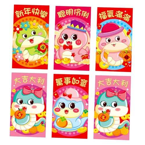 YCHUCH Briefumschläge für traditionelles Frühlingsfest 2025, Schlangenjahr, Geldpakete, Papiertüte, Hongbao, 6 Stück von YCHUCH