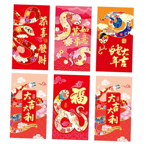 YCHUCH Briefumschläge für traditionelles Frühlingsfest 2025, Schlangenjahr, Geldpakete, Papiertüte, Hongbao, 6 Stück von YCHUCH