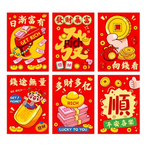 YCHUCH Briefumschläge für traditionelles Frühlingsfest 2025, Schlangenjahr, Geldpakete, Papiertüte, Hongbao, 6 Stück von YCHUCH