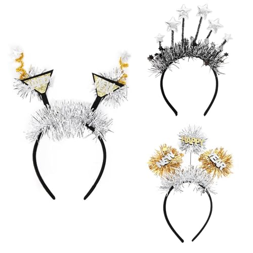 YCHUCH Lametta Blingbling Stirnband 2025 Kopfbedeckung Weihnachten Party Foto Requisiten Weihnachten Party Kopfbedeckung Cosplay Zubehör von YCHUCH