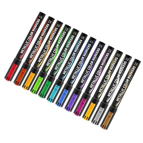 YCHUCH Metallic-Marker-Stifte Set mit 12 verschiedenen Farben, Malstifte-Set für Scrapbooking, Fotoalbum, Kunst, Felsmalerei von YCHUCH