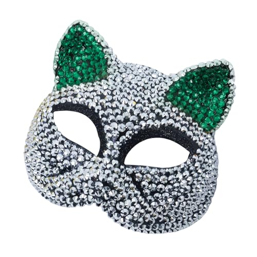 YCHUCH Strass-Maskerade, Halloween-Party, Katzengesicht, Halbgesicht, für Damen und Herren, Cosplay von YCHUCH