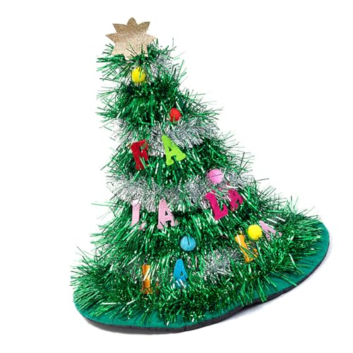 YCHUCH Weihnachtsmütze für Erwachsene, mit Stern und glitzernden Lametta, für Mottopartys und Karneval, bunte Weihnachtsmütze von YCHUCH