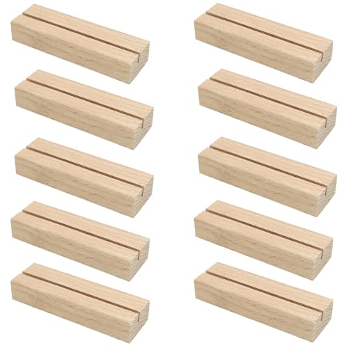 YCHYAN 10 Stück Kartenhalter Holz, Tischkartenhalter, Visitenkartenhalter Holz, Tischmenü Clip Name Karte Holzhalter, Ideal für Wohnungen, Cafés, Geschäfte, Hochzeiten und Postkarten (Holzfarbe) von YCHYAN