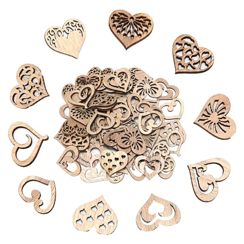 YCHYAN 100 Stück Holzherzen, Holzherzen Hochzeit Deko, Durchbrochene Schnitzerei Herzen Holz, Streudeko Holzherzen, DIY Basteldekorationen, für Hochzeitsdekoration, Weihnachtsdekoration YCHYAN 100 Stück Holzherzen, Holzherzen Hochzeit Deko, Durchbrochene Schnitzerei Herzen Holz, Streudeko Holzherzen, DIY Basteldekorationen, für Hochzeitsdekoration, Weihnachtsdekoration von YCHYAN