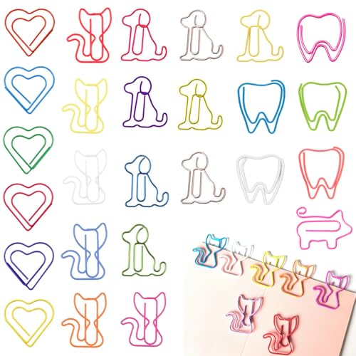 YCHYAN 100 Stück Niedliche Büroklammern, Büroklammer Halter Katze Hund, Büroklammern Tiermotiv Bunt, Interessante Geschenke fürs Büro, Kreativ Büroklammern Motiv, 5 Verschiedene Formen YCHYAN 100 Stück Niedliche Büroklammern, Büroklammer Halter Katze Hund, Büroklammern Tiermotiv Bunt, Interessante Geschenke fürs Büro, Kreativ Büroklammern Motiv, 5 Verschiedene Formen von YCHYAN