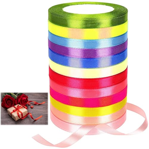 YCHYAN 12 Farben Geschenkband, 12 Bände Satinband, 6mm*22m Schleifenband Seidenband, Dekoband, Geschenkband Stoff Bunt, für Hochzeitsdekorationen, Geschenkverpackungen, Bastelarbeiten, Luftballons YCHYAN 12 Farben Geschenkband, 12 Bände Satinband, 6mm*22m Schleifenband Seidenband, Dekoband, Geschenkband Stoff Bunt, für Hochzeitsdekorationen, Geschenkverpackungen, Bastelarbeiten, Luftballons von YCHYAN
