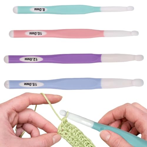YCHYAN 4 Stück Große Häkelnadel Set mit Ergonomischer Griff, Ergonomische mit Gummigriff, Große Häkelnadel Set, Geeignet für Menschen mit Arthritis und Anfänger, Geeignet für Teppiche, Schals YCHYAN 4 Stück Große Häkelnadel Set mit Ergonomischer Griff, Ergonomische mit Gummigriff, Große Häkelnadel Set, Geeignet für Menschen mit Arthritis und Anfänger, Geeignet für Teppiche, Schals von YCHYAN