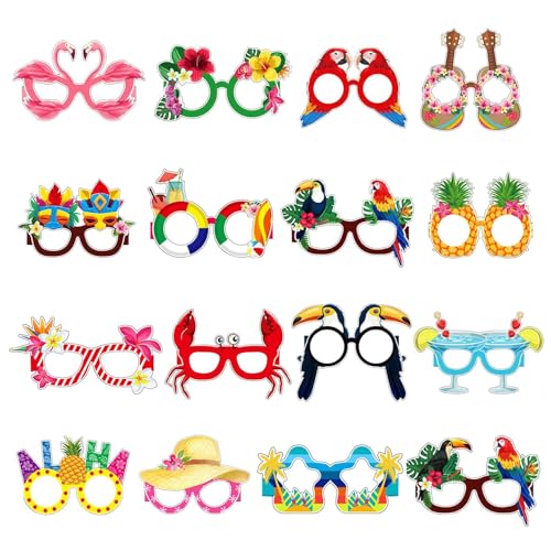 16 Stück Hawaiian Brille,Lustige Papier Partybrillen,Hawaiian Tropische Sommer Beach Brille,Sommerparty Photo Booth Requisiten,für Kinder und Erwachsene Geburtstag Karneval Hawaii Party Kostüm Zubehör 16 Stück Hawaiian Brille,Lustige Papier Partybrillen,Hawaiian Tropische Sommer Beach Brille,Sommerparty Photo Booth Requisiten,für Kinder und Erwachsene Geburtstag Karneval Hawaii Party Kostüm Zubehör von YCICHE
