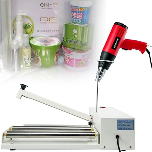 Schrumpfgerät zum Versiegeln und Schneiden, 2-in-1-Handverpackungsgerät mit Heißluftpistole, Versiegelungslänge, 9-stufige Temperatureinstellung, für Teeboxen, Lebensmittel, Kosmetika und mehr, 45 c von YCNLYSSR