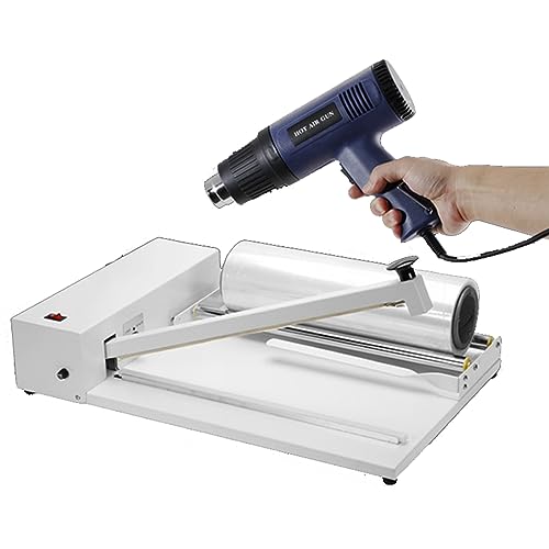 YCNLYSSR Manuelle Schrumpffolienmaschine mit Heißluftpistole, gleichzeitiges Versiegeln und Schneiden für PVC-POF-Folie, ideal für Verpackungen von YCNLYSSR