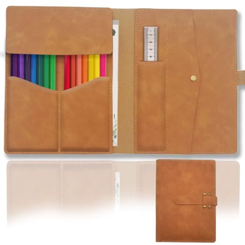 Federmäppchen aus Kunstleder, Buchhülle für A5-Notizbuch, Malpinsel-Etui und Werkzeug-Organizer, Leder-Tagebuchhülle, Künstler-Geschenke Federmäppchen aus Kunstleder, Buchhülle für A5-Notizbuch, Malpinsel-Etui und Werkzeug-Organizer, Leder-Tagebuchhülle, Künstler-Geschenke von YCOSAN