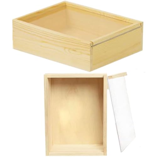 YCOSAN Holzkisten zum Basteln, 20 x 15 x 7 cm, große Aufbewahrungsboxen aus Holz, unlackierte Holzkiste, Holzkiste mit transparentem Schiebedeckel, 2 Stück YCOSAN Holzkisten zum Basteln, 20 x 15 x 7 cm, große Aufbewahrungsboxen aus Holz, unlackierte Holzkiste, Holzkiste mit transparentem Schiebedeckel, 2 Stück von YCOSAN