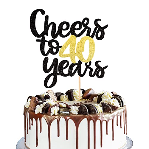 1 Packung Cheers to 40 Years Cake Topper Schwarz und Gold Glitzer Montiert 40. Geburtstag Kuchenplektren Happy 40th Cake Dekoration für 40th Anniversary Forty Birthday Party Dekorationen Supplies 1 Packung Cheers to 40 Years Cake Topper Schwarz und Gold Glitzer Montiert 40. Geburtstag Kuchenplektren Happy 40th Cake Dekoration für 40th Anniversary Forty Birthday Party Dekorationen Supplies von YCTHUNFISH