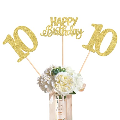 12 Stück Happy Birthday 10th Tafelaufsatz, Glitzerstäbchen, 10 Stück 12 Stück Happy Birthday 10th Tafelaufsatz, Glitzerstäbchen, 10 Stück von YCTHUNFISH