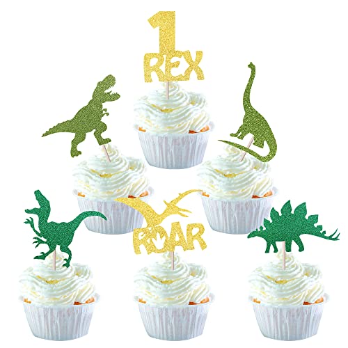 24 Stück Dinosaurier 1. Geburtstag Cupcake Topper Glitzer 1 Rex Roar First Birthday Dinosaurier Cupcake Picks One Year Old Dino Thema Baby Shower 1. Geburtstag Party Kuchen Dekorationen Supplies Gold 24 Stück Dinosaurier 1. Geburtstag Cupcake Topper Glitzer 1 Rex Roar First Birthday Dinosaurier Cupcake Picks One Year Old Dino Thema Baby Shower 1. Geburtstag Party Kuchen Dekorationen Supplies Gold von YCTHUNFISH