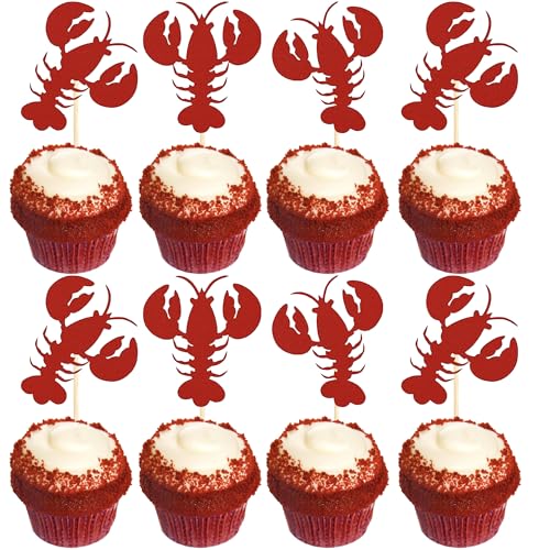 24 Stück Krebse Cupcake Topper Rot Glitter Lobster Cupcake Lebensmittel Picks Brautdusche Junggesellinnenabschied Meerestier Thema Babyparty Kinder Geburtstag Party Kuchen Dekorationen Zubehör Rot 24 Stück Krebse Cupcake Topper Rot Glitter Lobster Cupcake Lebensmittel Picks Brautdusche Junggesellinnenabschied Meerestier Thema Babyparty Kinder Geburtstag Party Kuchen Dekorationen Zubehör Rot von YCTHUNFISH