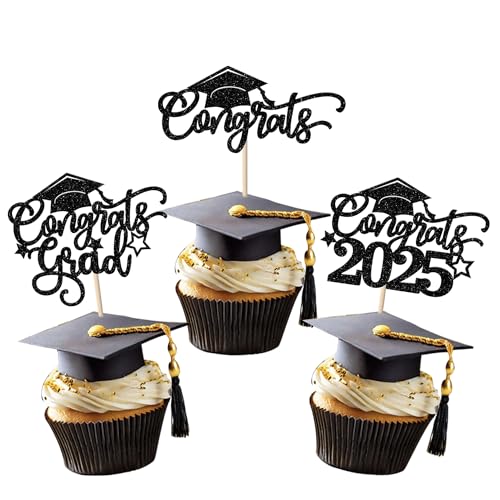 30 Stück 2023 Abschluss Cupcake Topper Glitzer Klasse 2023 Diplom Grad Kappe Cupcake Picks für Congrats 2023 Abschluss Thema Schule Party Kuchen Dekoration Supplies Schwarz 30 Stück 2023 Abschluss Cupcake Topper Glitzer Klasse 2023 Diplom Grad Kappe Cupcake Picks für Congrats 2023 Abschluss Thema Schule Party Kuchen Dekoration Supplies Schwarz von YCTHUNFISH