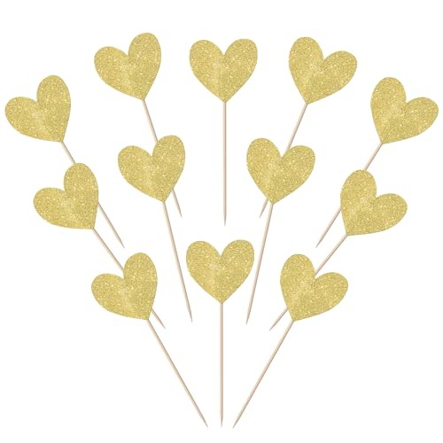 Cupcake-Topper mit roten Herzen, glitzernd, Liebe, Herz, Valentinstag, Cupcake-Picks für Valentinstag, Thema, Hochzeit, Verlobung, Brautparty, Geburtstag, Party, Kuchendekorationen, Zubehör, Gold, 40 Cupcake-Topper mit roten Herzen, glitzernd, Liebe, Herz, Valentinstag, Cupcake-Picks für Valentinstag, Thema, Hochzeit, Verlobung, Brautparty, Geburtstag, Party, Kuchendekorationen, Zubehör, Gold, 40 von YCTHUNFISH