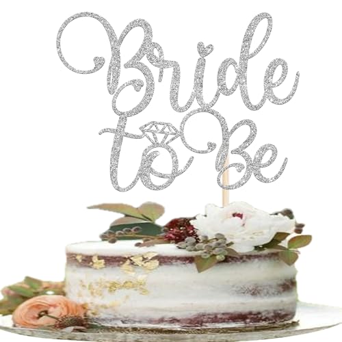 Tortenaufsatz mit glitzerndem Ring, für die zukünftige Braut, Hochzeit, Junggesellinnenabschied, Cupcake-Dekoration, Brautparty, Mottoparty, Kuchendekoration, Silber, 1 Stück Tortenaufsatz mit glitzerndem Ring, für die zukünftige Braut, Hochzeit, Junggesellinnenabschied, Cupcake-Dekoration, Brautparty, Mottoparty, Kuchendekoration, Silber, 1 Stück von YCTHUNFISH
