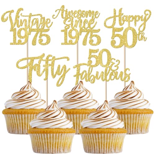 e 1974 Cupcake Toppers Glitter Happy 50th Thirty Awesome Since 1974 Cupcake Picks 50 Fabulous Cake Decorations for 50th Birthday Wedding Anniversary Party Supplies Gold e 1974 Cupcake Toppers Glitter Happy 50th Thirty Awesome Since 1974 Cupcake Picks 50 Fabulous Cake Decorations for 50th Birthday Wedding Anniversary Party Supplies Gold von YCTHUNFISH