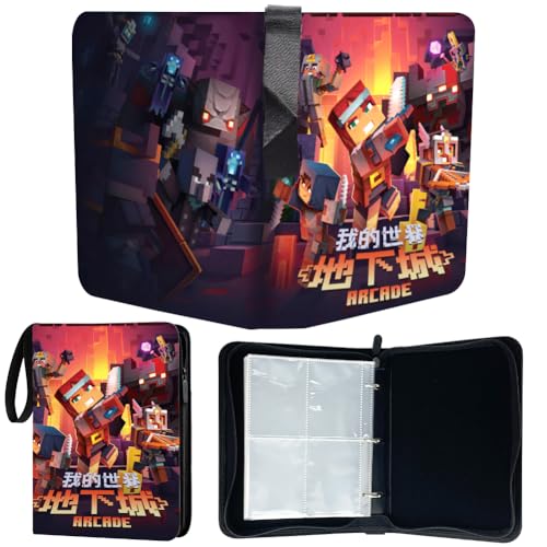 Miner 4 Album Heft Ordner Buch Taschen,Ordner für Cartoons Karten mit 400 Taschen Sammelkartenbinder,Taschen Kartenhalter Album,Kompatibel mit diversen ideal zum Aufbewahren von Heften für Karten-D von YCVBCY