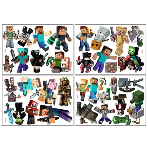 Wandtattoo, 4 Stück Mine-craft Wandaufkleber Kinderzimmer Wandsticker Tapete Cartoon Wandfiguren, Videospiel Wandstikcer für Kinderzimmer Wohnzimmer Wanddekoration 21x30cm von YCVBCY