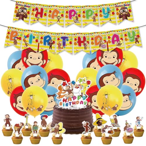 YCVBCY Affe Kinder Geburtstag Party Dekoration Ballon Set einschließlich Banner, Ballons und Kuchen Toppers für Jungen für Mädchen Geburtstag Dekorationen Luftballons - 32 PCS YCVBCY Affe Kinder Geburtstag Party Dekoration Ballon Set einschließlich Banner, Ballons und Kuchen Toppers für Jungen für Mädchen Geburtstag Dekorationen Luftballons - 32 PCS von YCVBCY