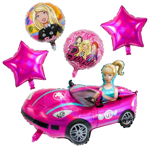 YCVBCY Bar-biprinzessin Geburtstag Party Ballon, 5PCS Prinzessin Geburtstags Party Luftballons, Rosa, Ballon, BALLOON, Mädchen, Frauen, Geburtstag, Prinzessin, Aluminium, Wiederverwendbar, Herz, Rund von YCVBCY
