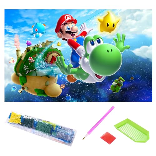 YCVBCY Mariio Diamond Painting, Diamant Painting Bilder Diamond Paintings Kinder 5D Diamant Malerei Bilder Diamantmalerei Bastelset Cartoon Rhinestone Leinwand für Geschenke und Home Deko (30x40cm) von YCVBCY