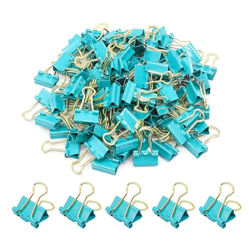Binderklammern, Mini-Büroklammern, kleine Büroklammern, 15 mm, 100 Stück, Mikrogröße, Büroklammern für Zuhause, Schule und Geschäft (blau-grün) von YCVIORING