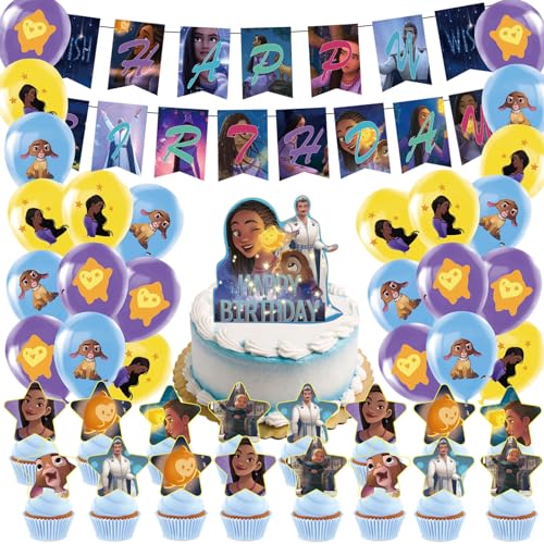 44 Stück Wis Geburtstagdeko,Jungen Mädchen Birthday Decorations,Kinder Geburtstag Deko,Banner,Latexballon,Cupcake Toppers von YCWSSB