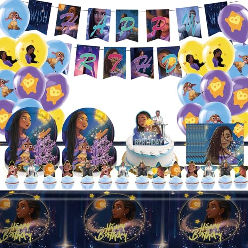 85 Stück Geburtstag Deko, Kinder Geburtstagdeko,Mädche Birthday Decorations Set mit Teller,Banner,Servietten,Luftballons,Cake Topper von YCWSSB