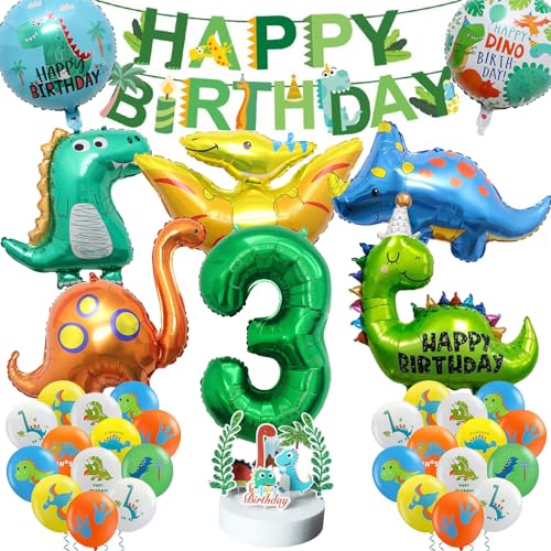Dino Geburtstag Deko, 32 Dino Deko Kindergeburtstag, Dino Luftballon, Kindergeburtstag Deko für Dinosaurier Dschungel Party Geburtstag Dekoration Junge (3) von YCWSSB