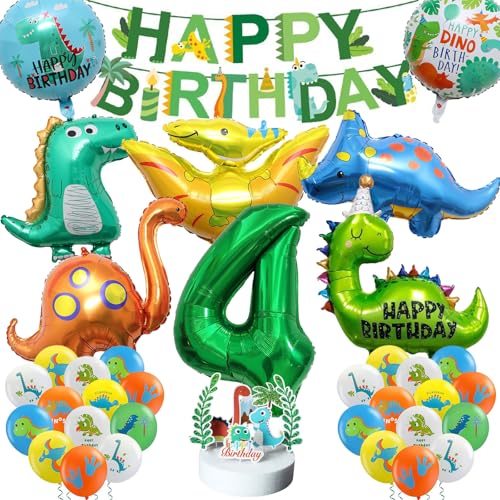 Dino Geburtstag Deko, 32 Dino Deko Kindergeburtstag, Dino Luftballon, Kindergeburtstag Deko für Dinosaurier Dschungel Party Geburtstag Dekoration Junge (4) von YCWSSB