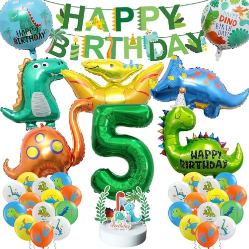 Dino Geburtstag Deko, 32 Dino Deko Kindergeburtstag, Dino Luftballon, Kindergeburtstag Deko für Dinosaurier Dschungel Party Geburtstag Dekoration Junge (5) von YCWSSB