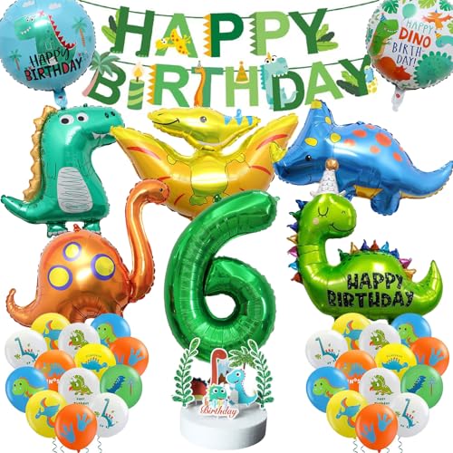Dino Geburtstag Deko, 32 Dino Deko Kindergeburtstag, Dino Luftballon, Kindergeburtstag Deko für Dinosaurier Dschungel Party Geburtstag Dekoration Junge (6) von YCWSSB