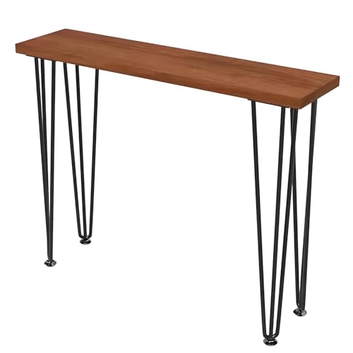 YCYRF Konsolentisch Schmal Holz im Mid-Century-Modern-Stil, Kommode 20 cm Tief, Antik-Optik für Den Eingangsbereich, Wohnzimmer mit Vier Eisenfüßen, Brau(100x20x80cm/39x8x31in) von YCYRF