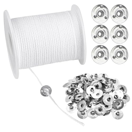 6100cm Kerzendocht, Dochte für Kerzen mit 100 Stück Kerzendochthalter Candle Wick, für Osterdeko Basteln Kerzen Hochzeit DIY Kommunionkerze, Duftkerzen und Öllampen von YCZCHE14