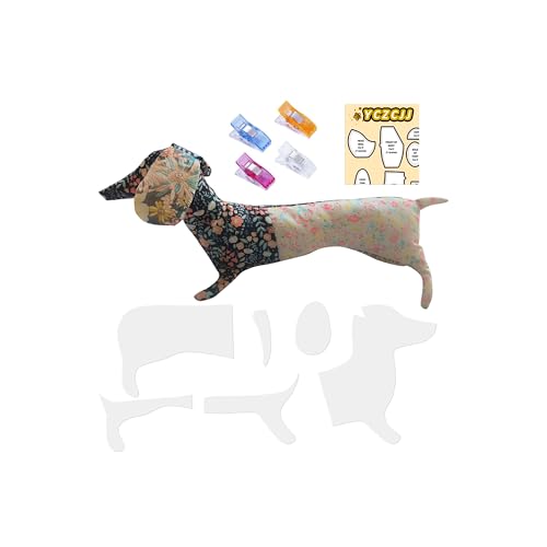 Memory Dackel Schnittmuster Vorlage Lineal Set mit Bedienungsanleitung (evtl. nicht in deutscher Sprache), Memory Dackel Hund Muster Vorlagen zum Nähen (16 1/2 in 11 Set) von YCZCJJ