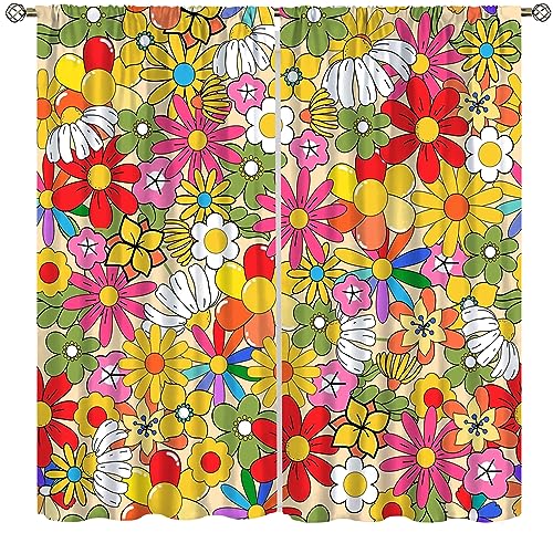 Vintage Blumen 60er 70er Jahre Küchengardine Retro Orange Hippie Fenster Behandlung Vorhänge Groovy Floral Küche Fenster Vorhang für Schlafzimmer Wohnzimmer Wohnkultur Vorhänge, 107,7 x 137,2 cm Vintage Blumen 60er 70er Jahre Küchengardine Retro Orange Hippie Fenster Behandlung Vorhänge Groovy Floral Küche Fenster Vorhang für Schlafzimmer Wohnzimmer Wohnkultur Vorhänge, 107,7 x 137,2 cm von YCness