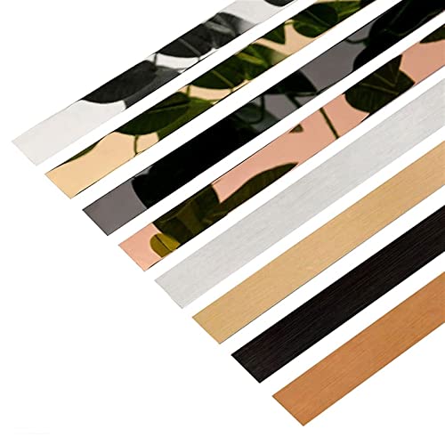 Wandaufkleber-Dekorband, dekorativ, Wandverkleidung, selbstklebende Kantenleiste, 5 m und Streifen, 201 Edelstahl, dekorativ, for Türspiegel, Möbel, Kleiderschrank(Goldmirror,25mm/0.98in) von YDEWLY