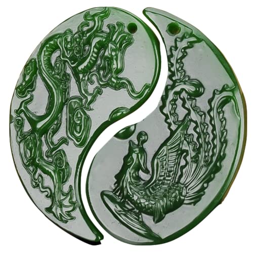 YDEWLY Halsketten-Anhänger, Talisman, 1 Paar, chinesischer grüner Jade-Drache, Phönix-Anhänger, Halskette, Glücks-Amulett, Modeschmuck YDEWLY Halsketten-Anhänger, Talisman, 1 Paar, chinesischer grüner Jade-Drache, Phönix-Anhänger, Halskette, Glücks-Amulett, Modeschmuck von YDEWLY