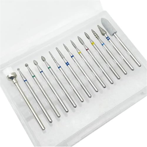 Bohrbutten 14 Stück 3/32 Zoll Diamant-Hartmetall-Nagelbohrer, mehrfarbig, for Acryl-Gel-Nägel(S14-2) von YDHSIKK