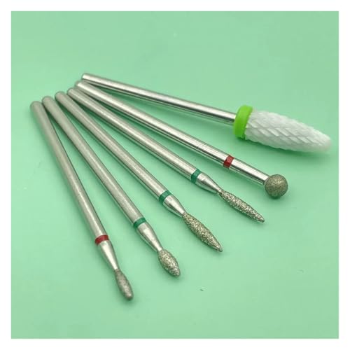 Bohrbutten 6 Stück Diamant-Nagelbohrer aus Keramik, 2,35 mm Schaft, for Maniküre(S6-1) von YDHSIKK